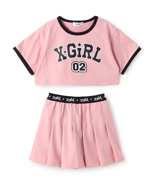 X-girl Stages(エックスガールステージス)の「ショート丈半袖T&プリーツスカートセット(セットアップ・キッズ・ブラック/ライトブルー/ピンク・110cm/100cm/80cm/120cm/90cm/140cm/130cm)」の6枚目の写真