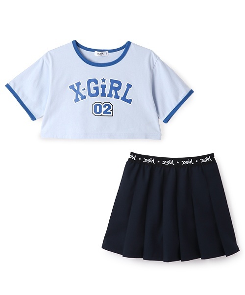 X-girl Stages(エックスガールステージス)の「ショート丈半袖T&プリーツスカートセット(セットアップ・キッズ・ブラック/ライトブルー/ピンク・110cm/100cm/80cm/120cm/90cm/140cm/130cm)」の9枚目の写真