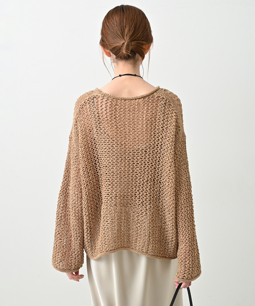 SLOBE IENA（スローブイエナ）の「LOGAN/ローガン SLOBE別注 メッシュプルオーバー LG-25SS09（ニット/セーター・レディース・ライトグリーン/ホワイト/ベージュ・FREE）」の19枚目の写真