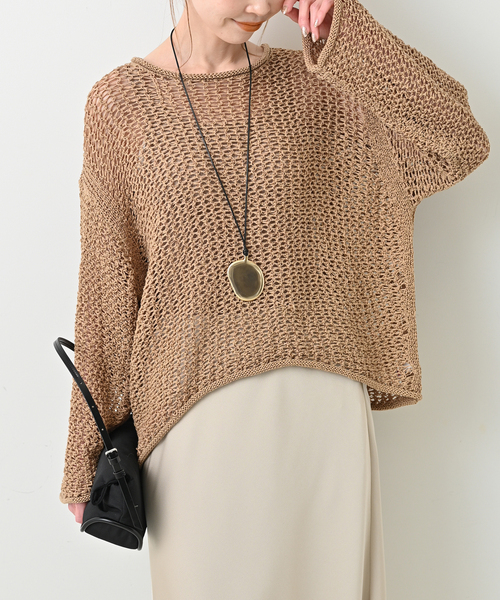 ニットセーター SLOBEメッシュプルオーバー Loganメッシュニットトップス SLOBE IENA ニット セーター LOGAN/ローガン SLOBE別注 メッシュ