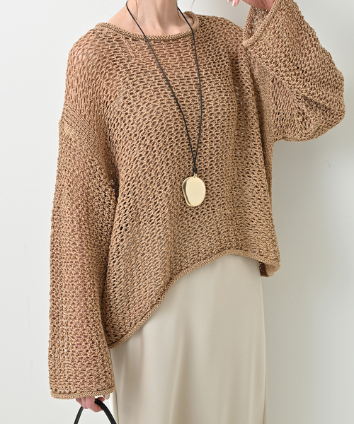SLOBE IENA（スローブイエナ）の「LOGAN/ローガン SLOBE別注 メッシュプルオーバー LG-25SS09（ニット/セーター・レディース・ライトグリーン/ホワイト/ベージュ・FREE）」の21枚目の写真