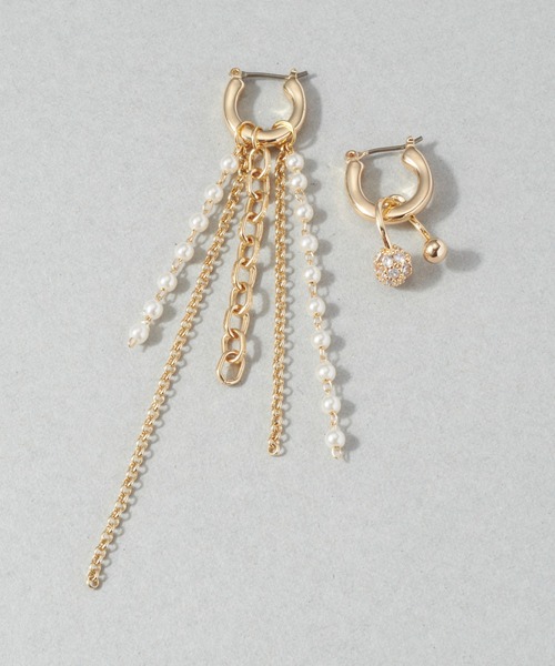 GOLDY(ゴールディ)の「パール チェーン ロング アシンメトリー ピアス(ピアス(両耳用)・レディース・シルバー/ゴールド・FREE)」の5枚目の写真