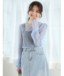 Edit Sheen（エディットシーン）の「透かし編クルーネックプルオーバー（ニット/セーター）」