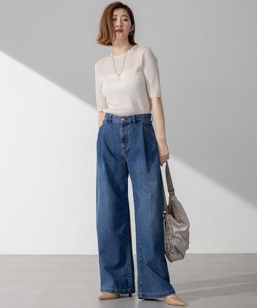 23区（ニジュウサンク）の「【洗える】シャイニーシアー リブ ニット（ニット/セーター・レディース・ブラック系/ライトグレー系/ベージュ系・38/40）」の21枚目の写真