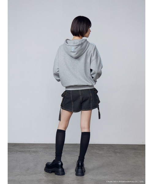セール】【ANGEL BLUE×EMODA】CUT OFF LOGO HOODIE（パーカー