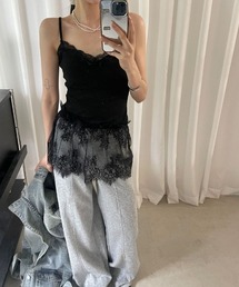 レースデザイン カップ付きキャミソール