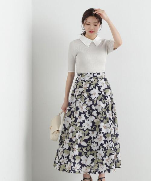 PROPORTION BODY DRESSING（プロポーションボディドレッシング）の「ニュアンスフラワースカート / 1215120400（スカート・レディース・ライトグリーン/ネイビー・MEDIUM/SMALL）」の8枚目の写真