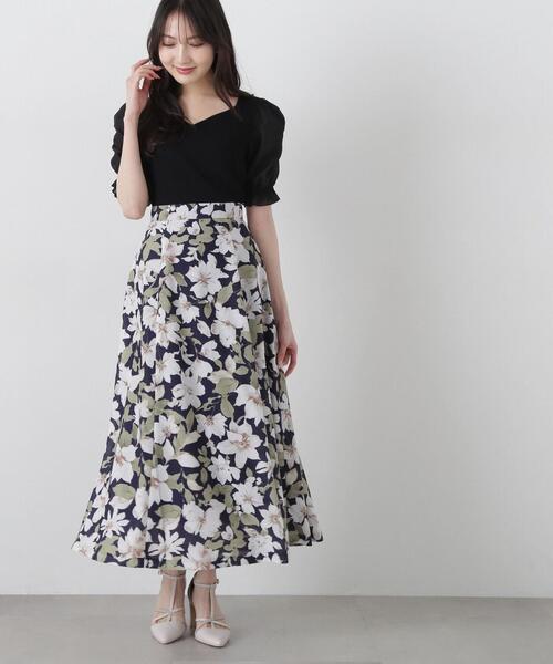 PROPORTION BODY DRESSING（プロポーションボディドレッシング）の「ニュアンスフラワースカート / 1215120400（スカート・レディース・ライトグリーン/ネイビー・MEDIUM/SMALL）」の4枚目の写真