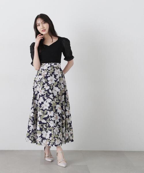 PROPORTION BODY DRESSING（プロポーションボディドレッシング）の「ニュアンスフラワースカート / 1215120400（スカート・レディース・ライトグリーン/ネイビー・MEDIUM/SMALL）」の5枚目の写真