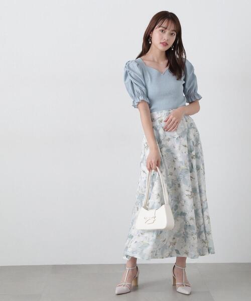 PROPORTION BODY DRESSING（プロポーションボディドレッシング）の「ニュアンスフラワースカート / 1215120400（スカート・レディース・ライトグリーン/ネイビー・MEDIUM/SMALL）」の15枚目の写真