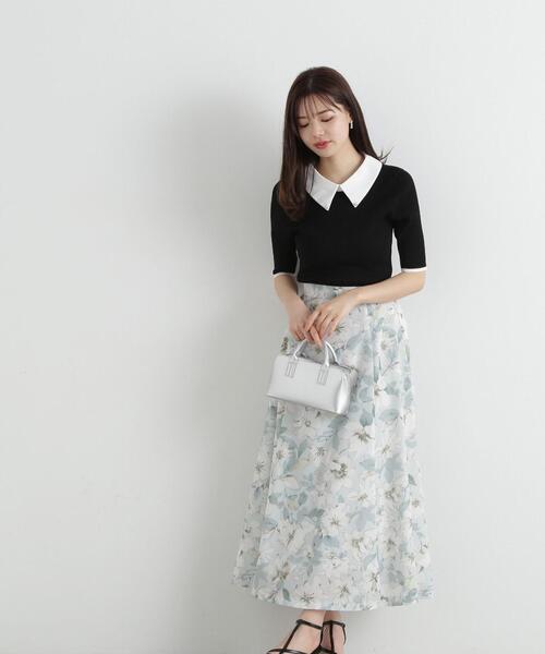 PROPORTION BODY DRESSING（プロポーションボディドレッシング）の「ニュアンスフラワースカート / 1215120400（スカート・レディース・ライトグリーン/ネイビー・MEDIUM/SMALL）」の9枚目の写真