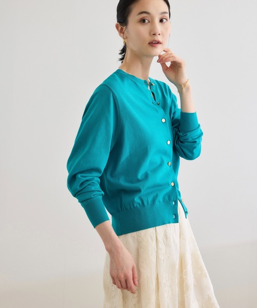 ROPE'（ロペ）の「【洗える】オーガニックコットンハイゲージカーディガン（カーディガン/ボレロ・レディース・ターコイズブルー/ネイビー/ホワイト・FREE）」の3枚目の写真