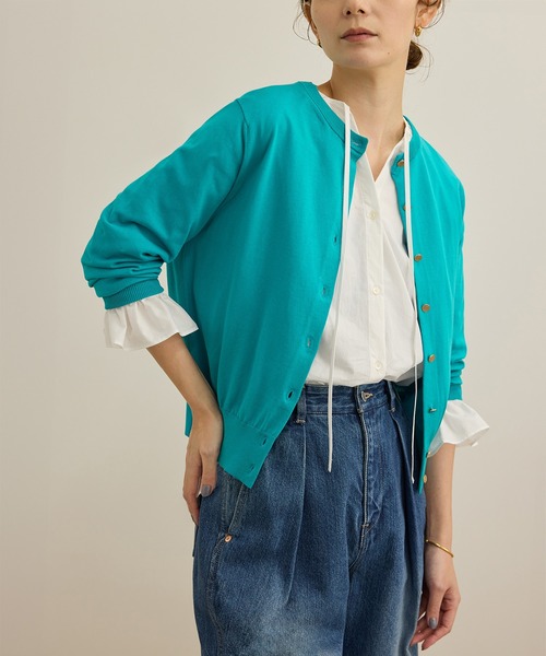 ROPE'（ロペ）の「【洗える】オーガニックコットンハイゲージカーディガン（カーディガン/ボレロ・レディース・ターコイズブルー/ネイビー/ホワイト・FREE）」の18枚目の写真