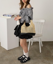 ★ JACQUEMUS ギンガムチェック オフショルダーブラウス 長袖 34 ☆ JACQUEMUS ギンガムチェック オフショルダーブラウス 長袖 34