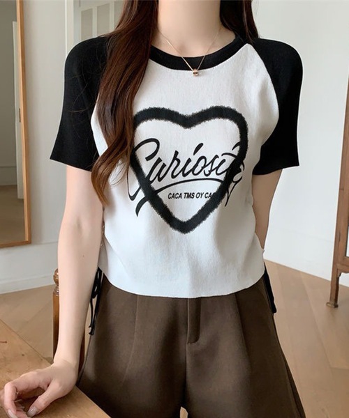 Lace Ladies(レースレディース)の「配色 ロゴプリント シャーリング ラグラン 半袖 Tシャツ(Tシャツ/カットソー・レディース・ブラック/グレー/ホワイト・FREE)」の14枚目の写真