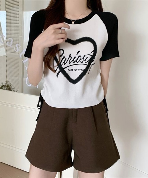 Lace Ladies(レースレディース)の「配色 ロゴプリント シャーリング ラグラン 半袖 Tシャツ(Tシャツ/カットソー・レディース・ブラック/グレー/ホワイト・FREE)」の15枚目の写真