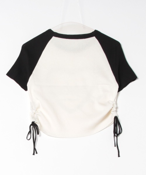 Lace Ladies(レースレディース)の「配色 ロゴプリント シャーリング ラグラン 半袖 Tシャツ(Tシャツ/カットソー・レディース・ブラック/グレー/ホワイト・FREE)」の5枚目の写真