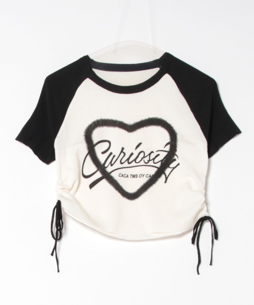 Lace Ladies(レースレディース)の「配色 ロゴプリント シャーリング ラグラン 半袖 Tシャツ(Tシャツ/カットソー・レディース・ブラック/グレー/ホワイト・FREE)」の4枚目の写真