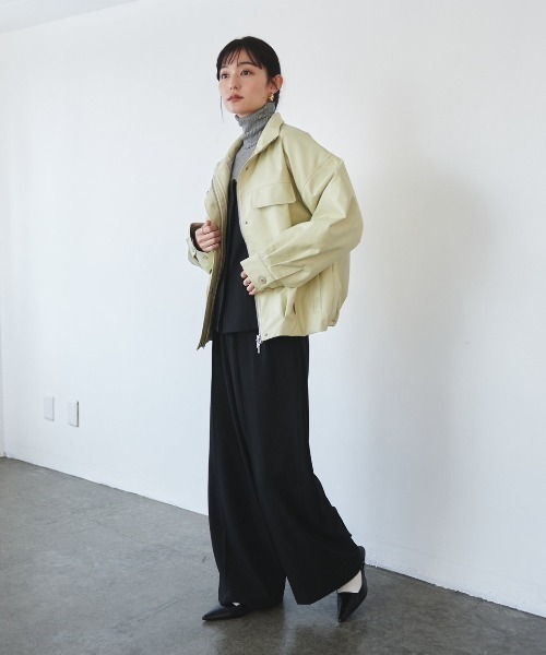 FMiBL(ファミル)の「タックワイドパンツ(スラックス・レディース・ブラック/ミント・FREE)」の12枚目の写真