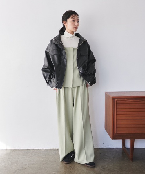 FMiBL(ファミル)の「タックワイドパンツ(スラックス・レディース・ブラック/ミント・FREE)」の22枚目の写真