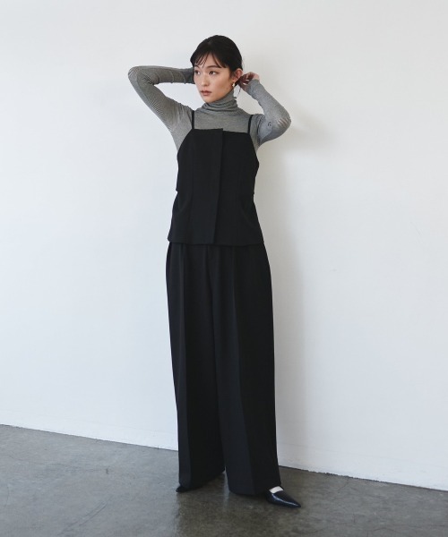 FMiBL(ファミル)の「タックワイドパンツ(スラックス・レディース・ブラック/ミント・FREE)」の6枚目の写真