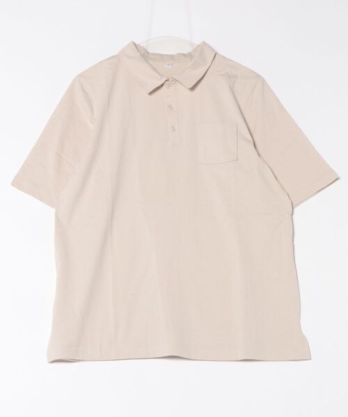 BELLUNA PLUS(ベルーナ)の「ヒンヤリ綿100%サマ見えポロチュニック(チュニック・レディース・キナリ/コーラル/セージグリーン/チャコール/ダークネイビー・MEDIUM/LARGE/X-LARGE)」の2枚目の写真
