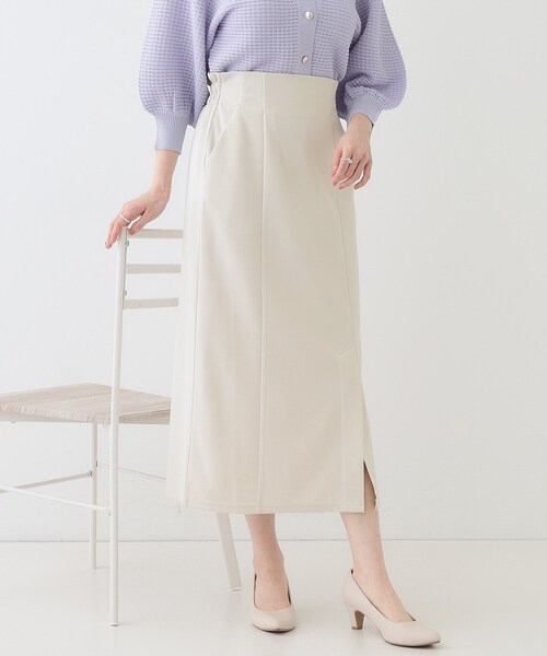 DRESKIP（ドレスキップ）の「【洗える】洗濯後しわになりにくい カットジョーゼット ナロースカート（スカート・レディース・ナチュラル/ブラック/チャコールグレー/ワインレッド/イエロー系その他・02/04/03/01）」の4枚目の写真