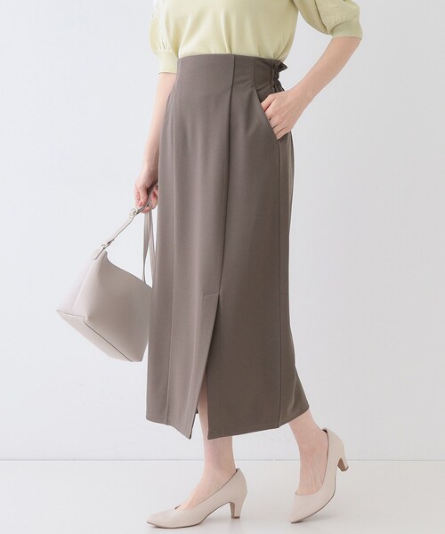 DRESKIP（ドレスキップ）の「【洗える】洗濯後しわになりにくい カットジョーゼット ナロースカート（スカート・レディース・ナチュラル/ブラック/チャコールグレー/ワインレッド/イエロー系その他・02/04/03/01）」の3枚目の写真