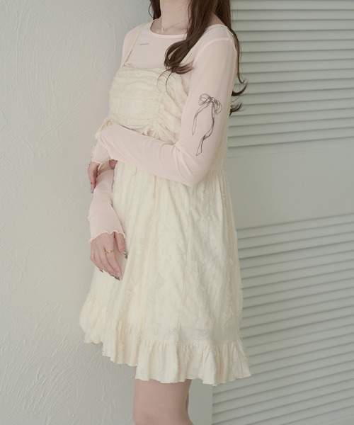 Ambre Neige(アンブルネージュ)の「sheer tattoo tulle tops / シアータトゥーチュールトップス(Tシャツ/カットソー・レディース・チャコールグレー/ライトグレー/ライトピンク/アイボリー・FREE)」の4枚目の写真
