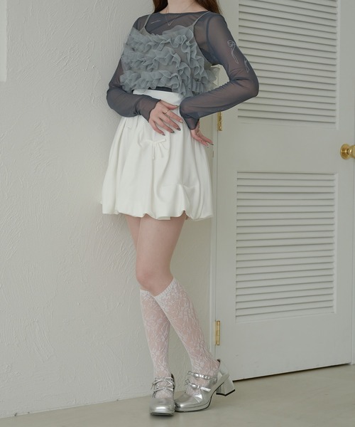 Ambre Neige(アンブルネージュ)の「sheer tattoo tulle tops / シアータトゥーチュールトップス(Tシャツ/カットソー・レディース・チャコールグレー/ライトグレー/ライトピンク/アイボリー・FREE)」の22枚目の写真