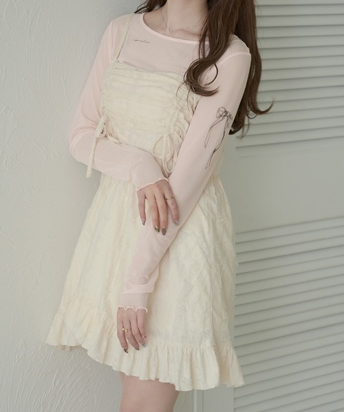 Ambre Neige(アンブルネージュ)の「sheer tattoo tulle tops / シアータトゥーチュールトップス(Tシャツ/カットソー・レディース・チャコールグレー/ライトグレー/ライトピンク/アイボリー・FREE)」の7枚目の写真