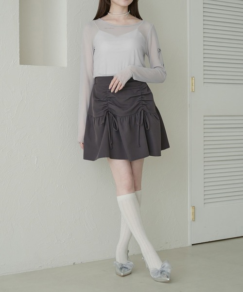 Ambre Neige(アンブルネージュ)の「sheer tattoo tulle tops / シアータトゥーチュールトップス(Tシャツ/カットソー・レディース・チャコールグレー/ライトグレー/ライトピンク/アイボリー・FREE)」の6枚目の写真