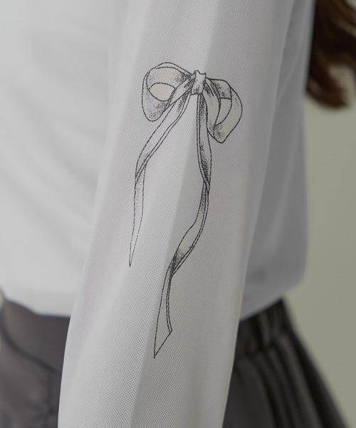 Ambre Neige(アンブルネージュ)の「sheer tattoo tulle tops / シアータトゥーチュールトップス(Tシャツ/カットソー・レディース・チャコールグレー/ライトグレー/ライトピンク/アイボリー・FREE)」の16枚目の写真