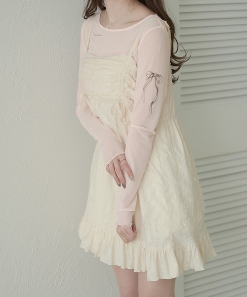 Ambre Neige(アンブルネージュ)の「sheer tattoo tulle tops / シアータトゥーチュールトップス(Tシャツ/カットソー・レディース・チャコールグレー/ライトグレー/ライトピンク/アイボリー・FREE)」の8枚目の写真