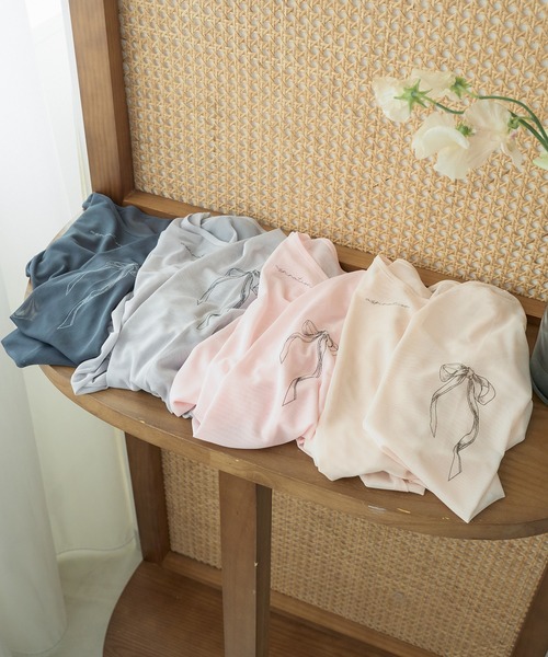 Ambre Neige(アンブルネージュ)の「sheer tattoo tulle tops / シアータトゥーチュールトップス(Tシャツ/カットソー・レディース・チャコールグレー/ライトグレー/ライトピンク/アイボリー・FREE)」の5枚目の写真