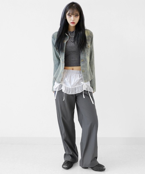 minsobi(ミンソビ)の「ヴィンテージウォッシュデニムジャケット スリムシルエット デニムシャツジャケット(デニムジャケット・レディース・ブルー・FREE)」の15枚目の写真