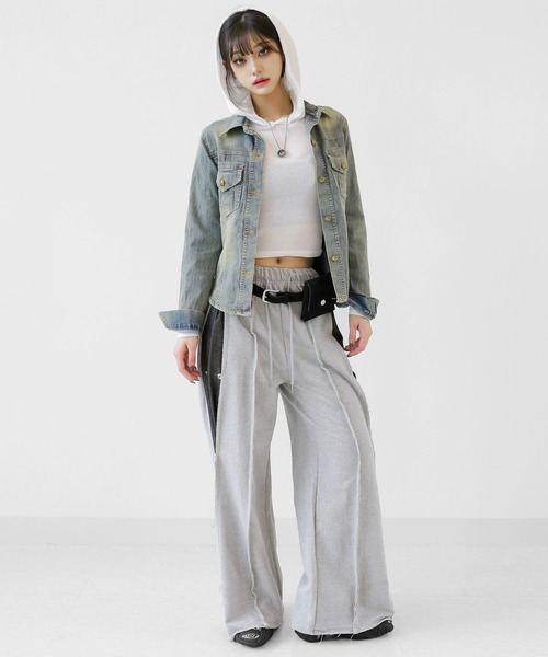 minsobi(ミンソビ)の「ヴィンテージウォッシュデニムジャケット スリムシルエット デニムシャツジャケット(デニムジャケット・レディース・ブルー・FREE)」の20枚目の写真