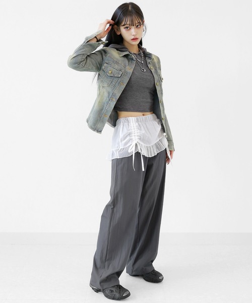 minsobi(ミンソビ)の「ヴィンテージウォッシュデニムジャケット スリムシルエット デニムシャツジャケット(デニムジャケット・レディース・ブルー・FREE)」の16枚目の写真
