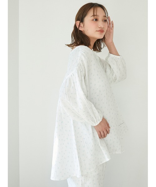 【4/19限定ご希望値下げ】 GELATO PIQUE ホワイトルームウェア セール】ガーゼライクロングパンツ（ルームウェア/パジャマ