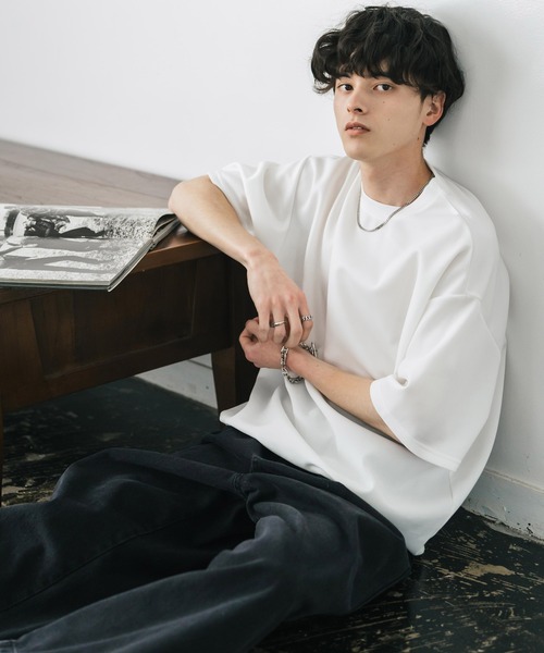 Rocky Monroe(ロッキーモンロー)の「接触冷感 オーバーサイズダンボール裾ドローコード半袖クルーネックTシャツ(Tシャツ/カットソー・メンズ・ブラック/グレー/ネイビー/チャコール/ホワイト・M/XL/L)」の13枚目の写真