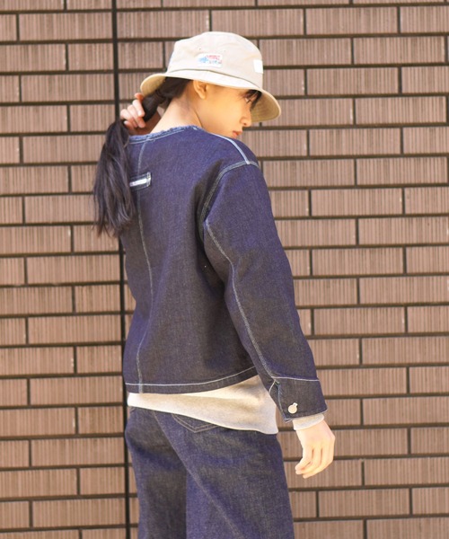 BROOKLYN OVERALL（ブルックリンオーバーオール）の「デニムショートジャケット（デニムジャケット・レディース・ブルー/ネイビー・FREE）」の9枚目の写真