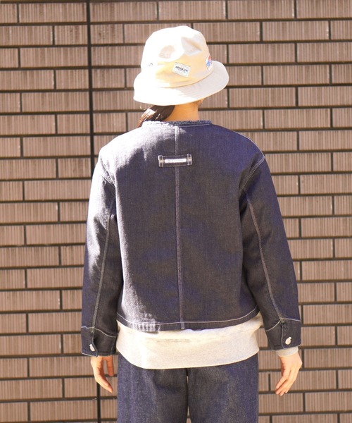 BROOKLYN OVERALL（ブルックリンオーバーオール）の「デニムショートジャケット（デニムジャケット・レディース・ブルー/ネイビー・FREE）」の8枚目の写真