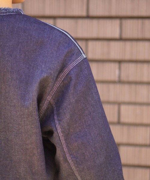 BROOKLYN OVERALL（ブルックリンオーバーオール）の「デニムショートジャケット（デニムジャケット・レディース・ブルー/ネイビー・FREE）」の4枚目の写真