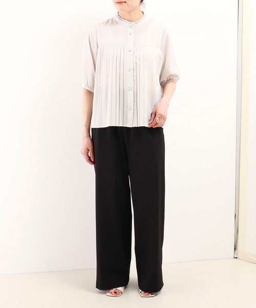 MICO COULIER(ミコクリエ)の「ジョーゼットプリーツブラウス(シャツ/ブラウス・レディース・ライトグレー/サックスブルー/ホワイト系その他・38)」の14枚目の写真