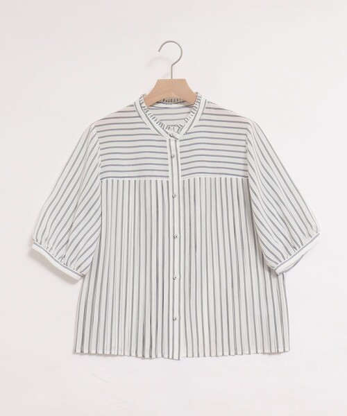 MICO COULIER(ミコクリエ)の「ジョーゼットプリーツブラウス(シャツ/ブラウス・レディース・ライトグレー/サックスブルー/ホワイト系その他・38)」の20枚目の写真