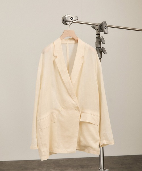 SALON adam et rope'（サロン アダム エ ロペ）の「ラミーシアージャケット［UVケア・洗える・サイズ展開・今から秋まで］（テーラードジャケット・レディース・チャコールグレー/オフホワイト/レッド系その他4・S/M）」の14枚目の写真