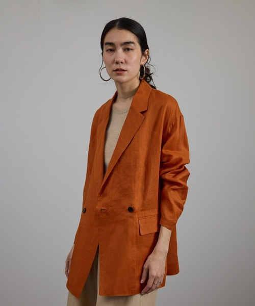 SALON adam et rope'（サロン アダム エ ロペ）の「ラミーシアージャケット［UVケア・洗える・サイズ展開・今から秋まで］（テーラードジャケット・レディース・チャコールグレー/オフホワイト/レッド系その他4・S/M）」の12枚目の写真