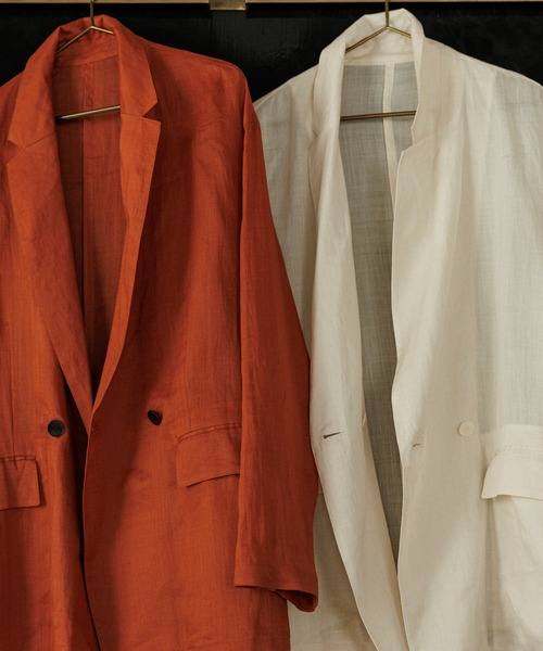 SALON adam et rope'（サロン アダム エ ロペ）の「ラミーシアージャケット［UVケア・洗える・サイズ展開・今から秋まで］（テーラードジャケット・レディース・チャコールグレー/オフホワイト/レッド系その他4・S/M）」の9枚目の写真