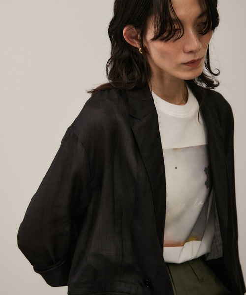 SALON adam et rope'（サロン アダム エ ロペ）の「ラミーシアージャケット［UVケア・洗える・サイズ展開・今から秋まで］（テーラードジャケット・レディース・チャコールグレー/オフホワイト/レッド系その他4・S/M）」の18枚目の写真