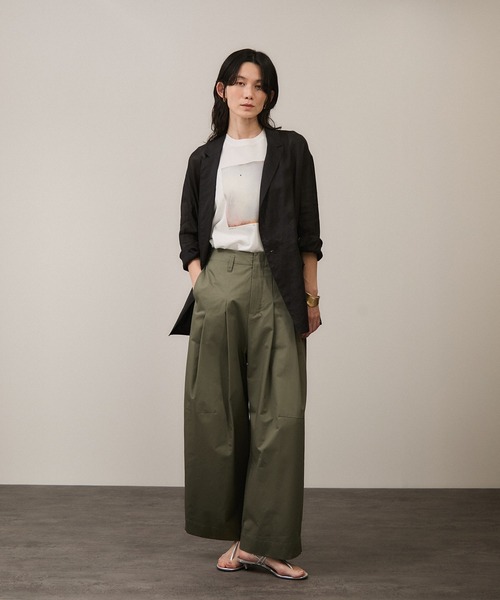 SALON adam et rope'（サロン アダム エ ロペ）の「ラミーシアージャケット［UVケア・洗える・サイズ展開・今から秋まで］（テーラードジャケット・レディース・チャコールグレー/オフホワイト/レッド系その他4・S/M）」の15枚目の写真